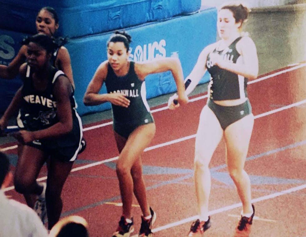 faith briggs running on the track at cornwall