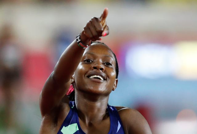 faith kipyegon celebra su victoria en los 1000m en el mitin herculis de mónaco de la liga de diamante 2020