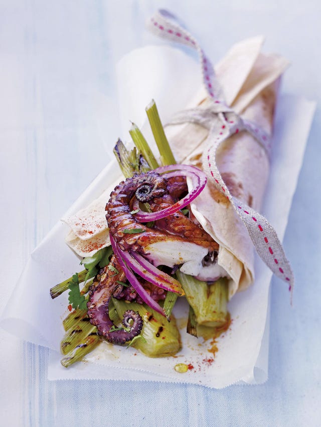 aperitivos de navidad fajitas de pulpo y verduras