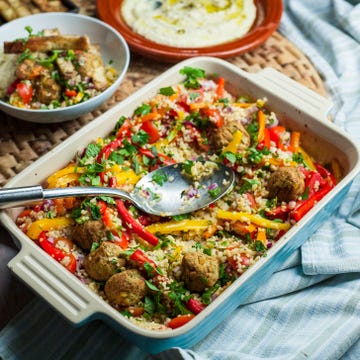 falafel and tabbouleh traybake