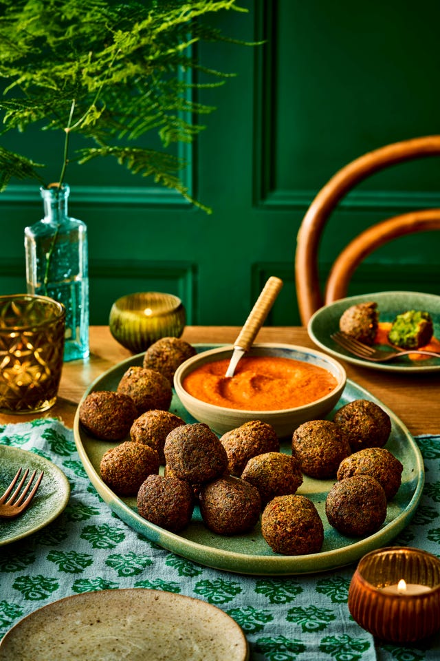 falafels and red pepper dip