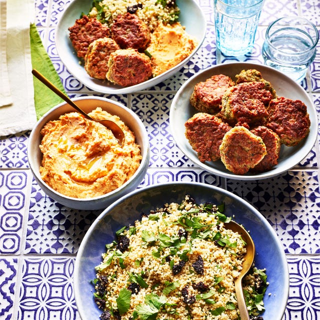mixed bean falafel and sweet potato hummus