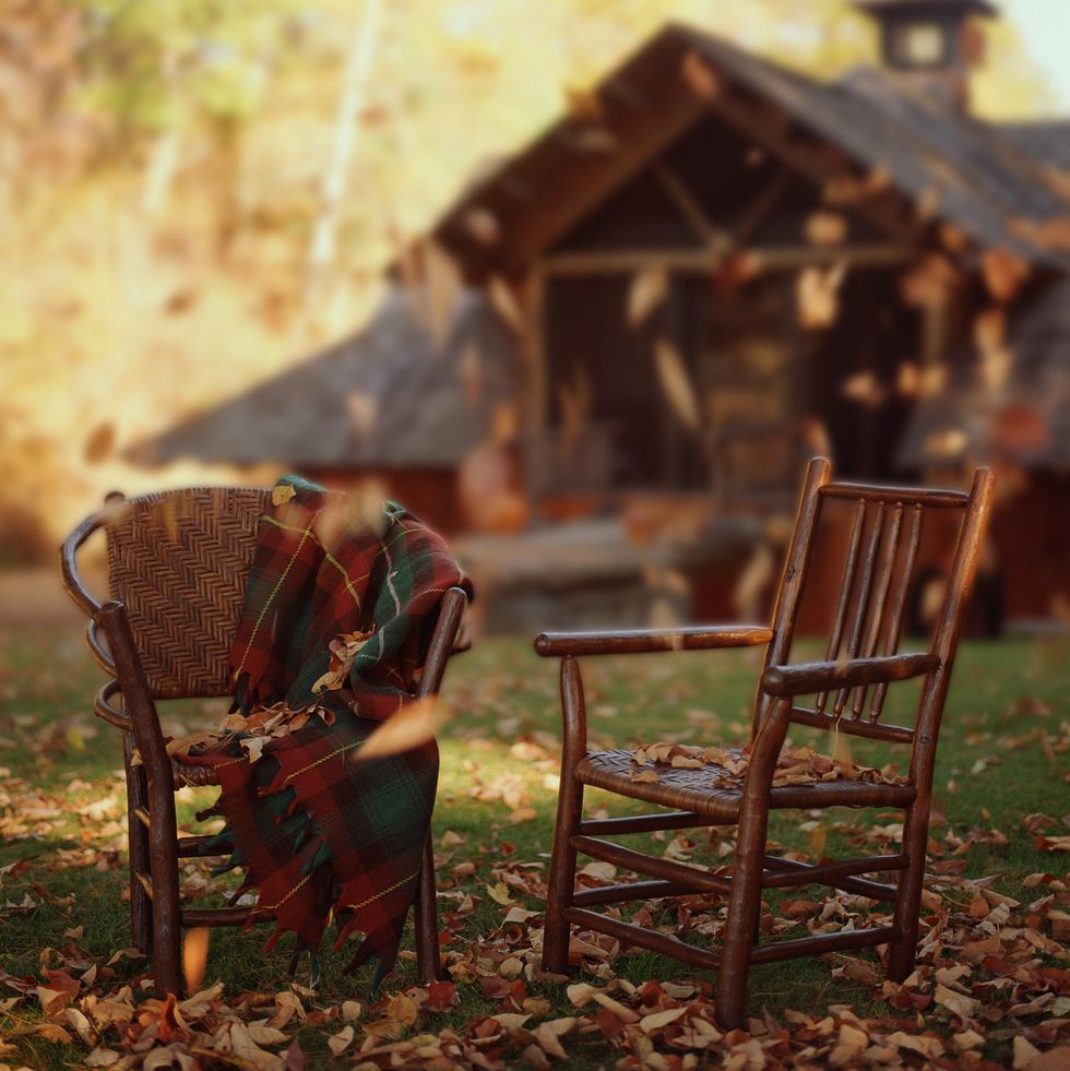fall activities for families - cabin in the woods in the fall