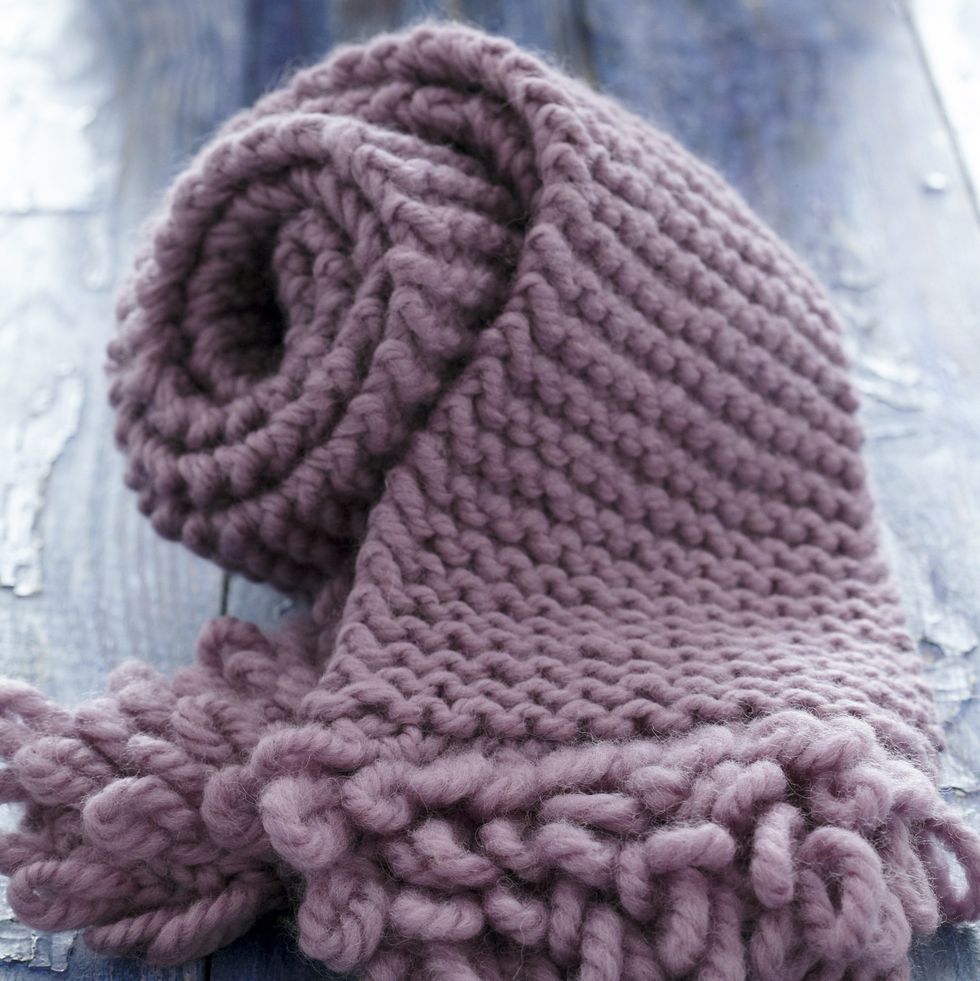 fall activities for families - knit purple scarf
