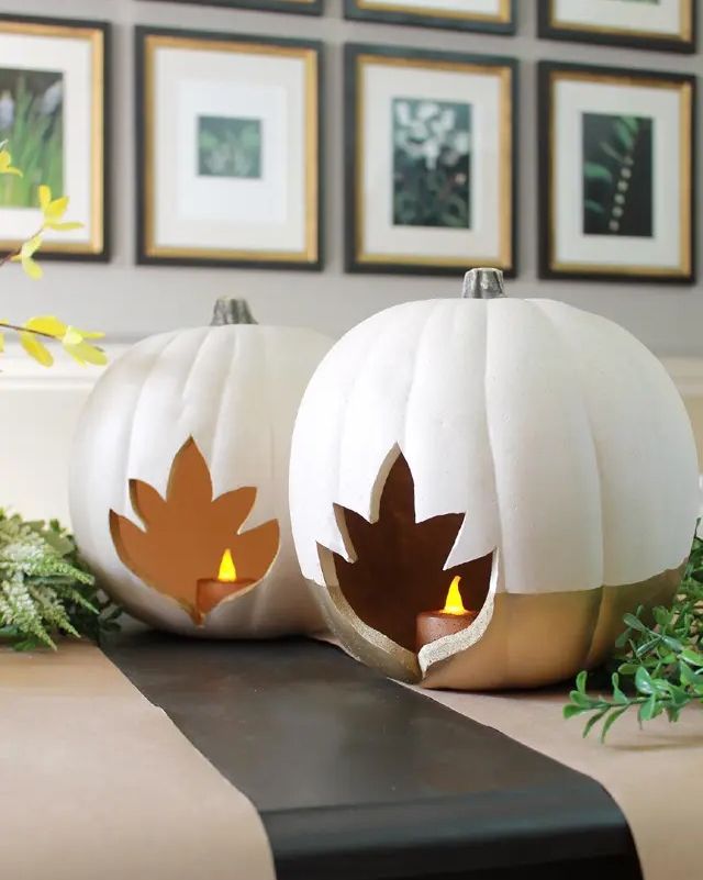 fall centerpieces chrome pumpkins