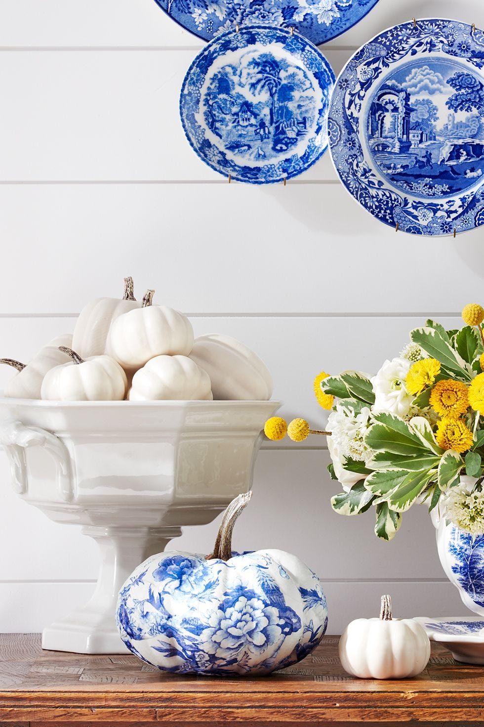 fall centerpieces floral painted pumpkin