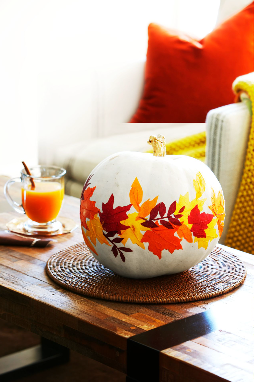 fall centerpieces leaved pumpkin