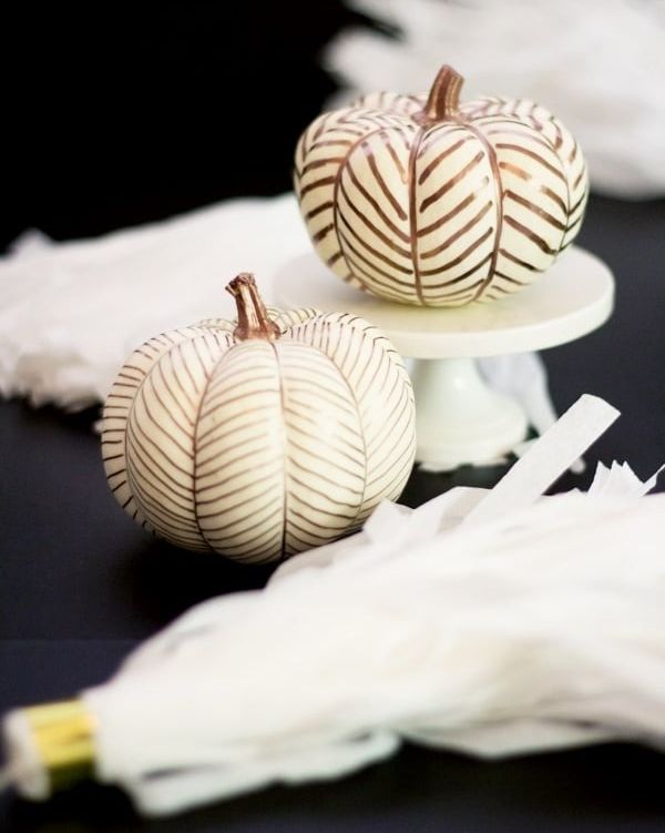 fall crafts for adults herringbone pumpkins