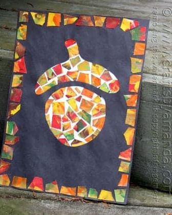 fall crafts for kids acorn mosaic