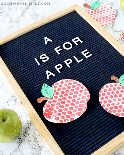 fall crafts for kids bubble wrap painted apples