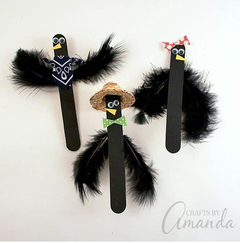 fall crafts for kids popsicle stick crows