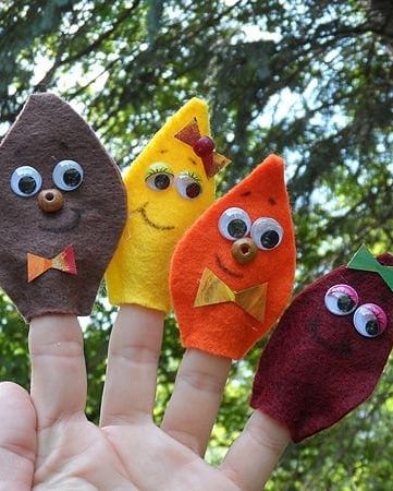 fall crafts for kids leaf finger puppets