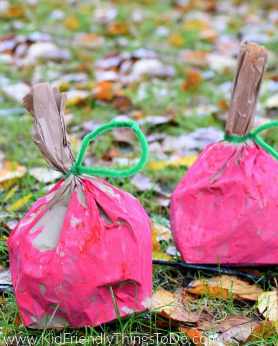 fall crafts for kids paper bag apples