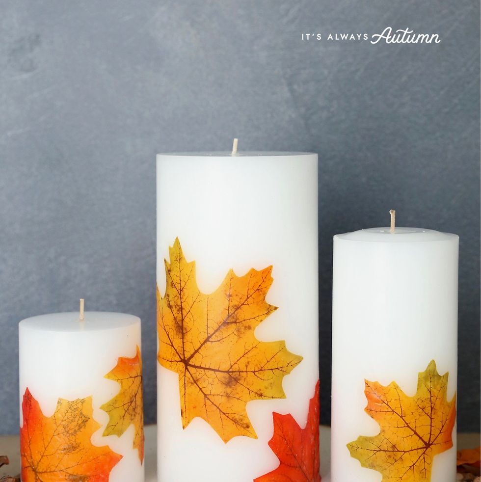 fall decor ideas leaf candles
