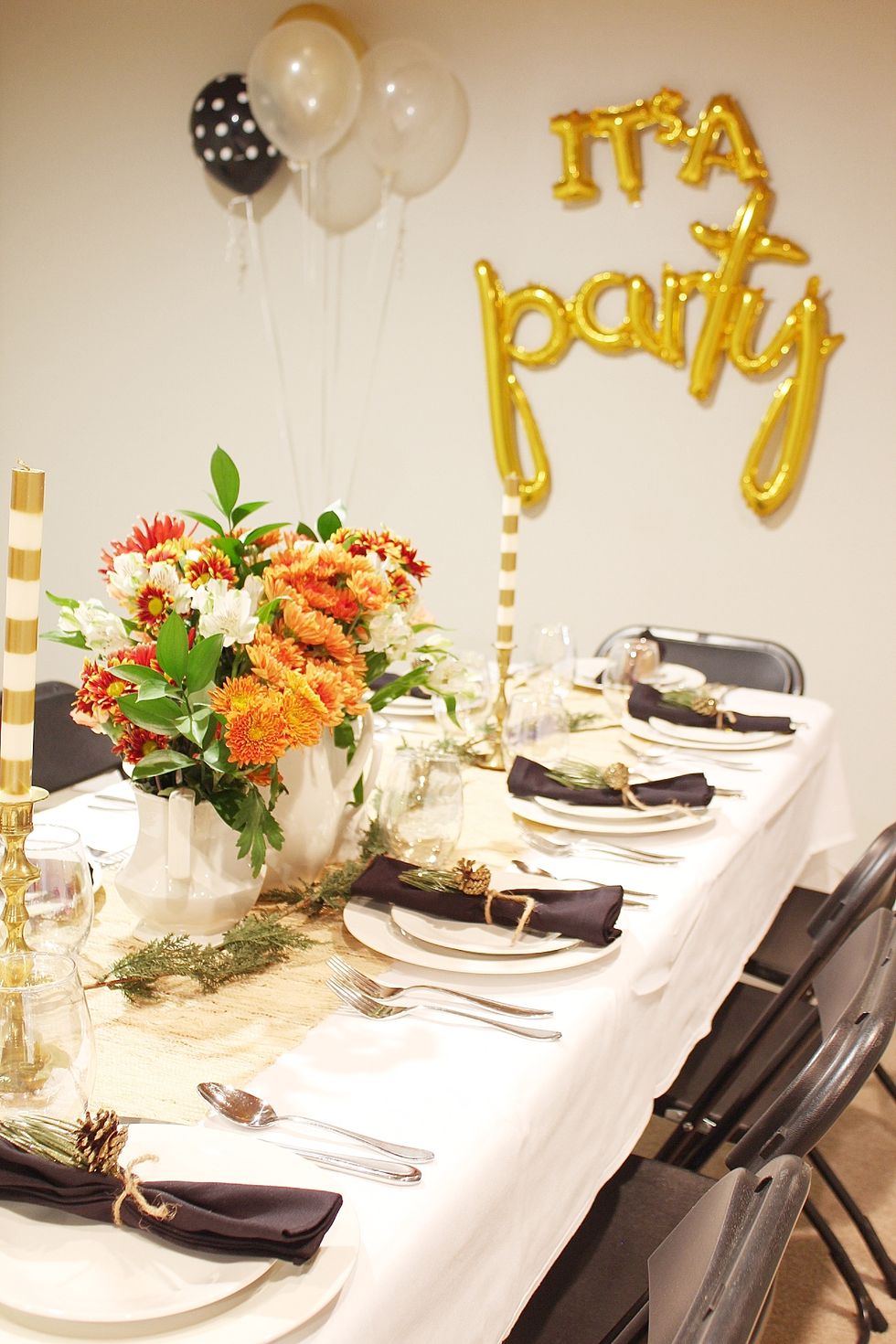 Tablescape with Balloons Centerpiece - Celebrations at Home