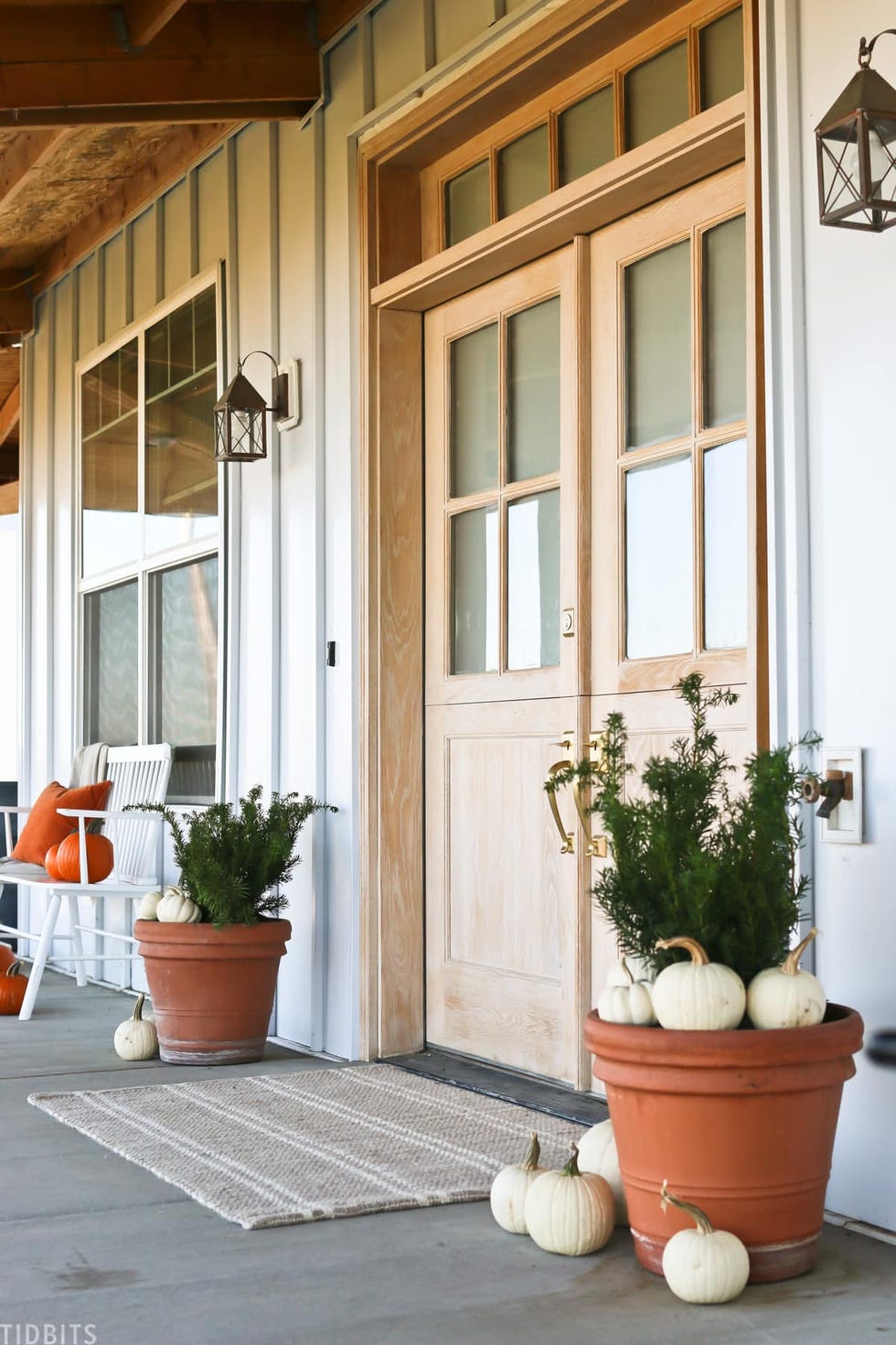 a door with potted plants
