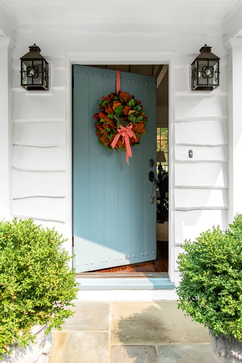 front door with wreath