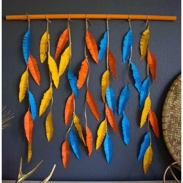 fall garlands paper feathers
