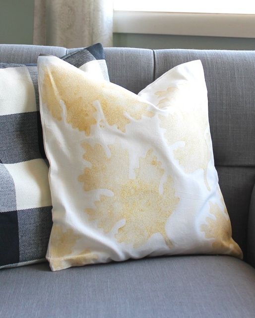 fall leaf crafts gold leaves throw pillow