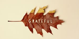 fall leaf with text cutout reading grateful