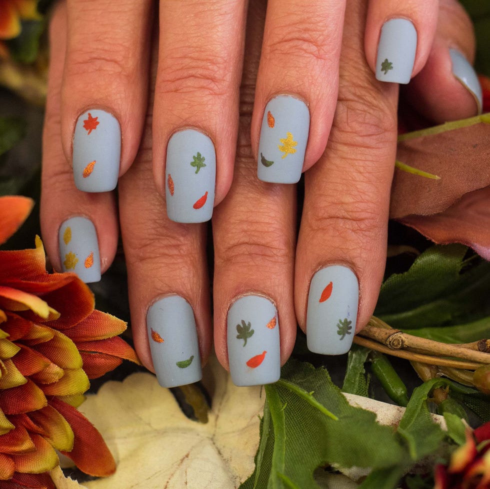 fall leaves nail art design