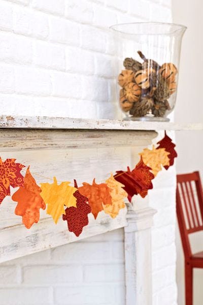fall mantel decor ideas leaf garland