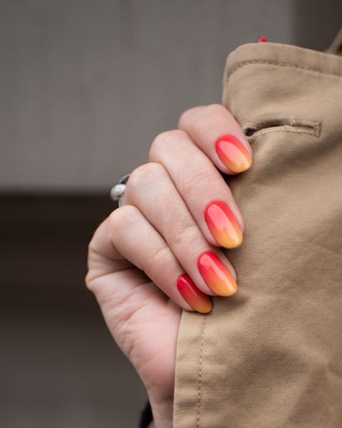 orange ombre finger nails