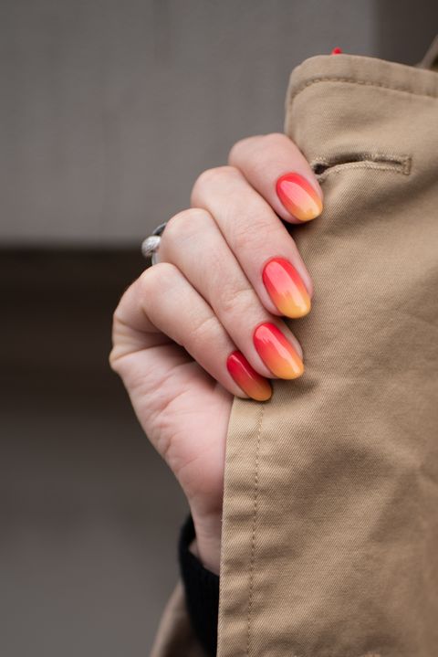 orange ombre finger nails