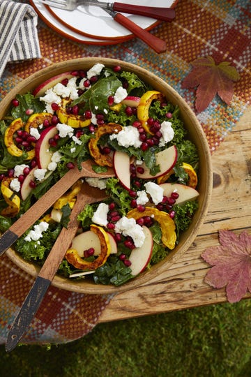 harvest salad with pickled pomegranate seeds