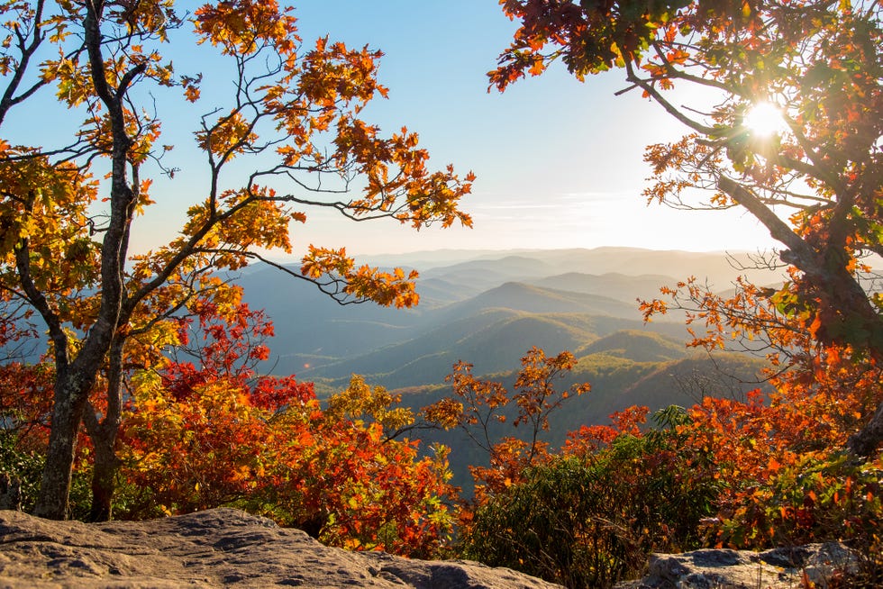 fall sunset overlook in georgia mountains