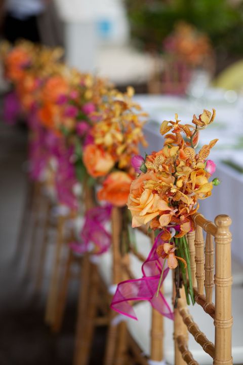 fall wedding ideas decorated chairs