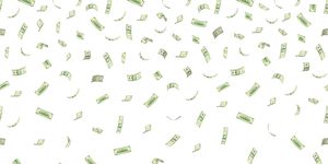Falling hundred dollar banknotes isolated on white background vector illustration