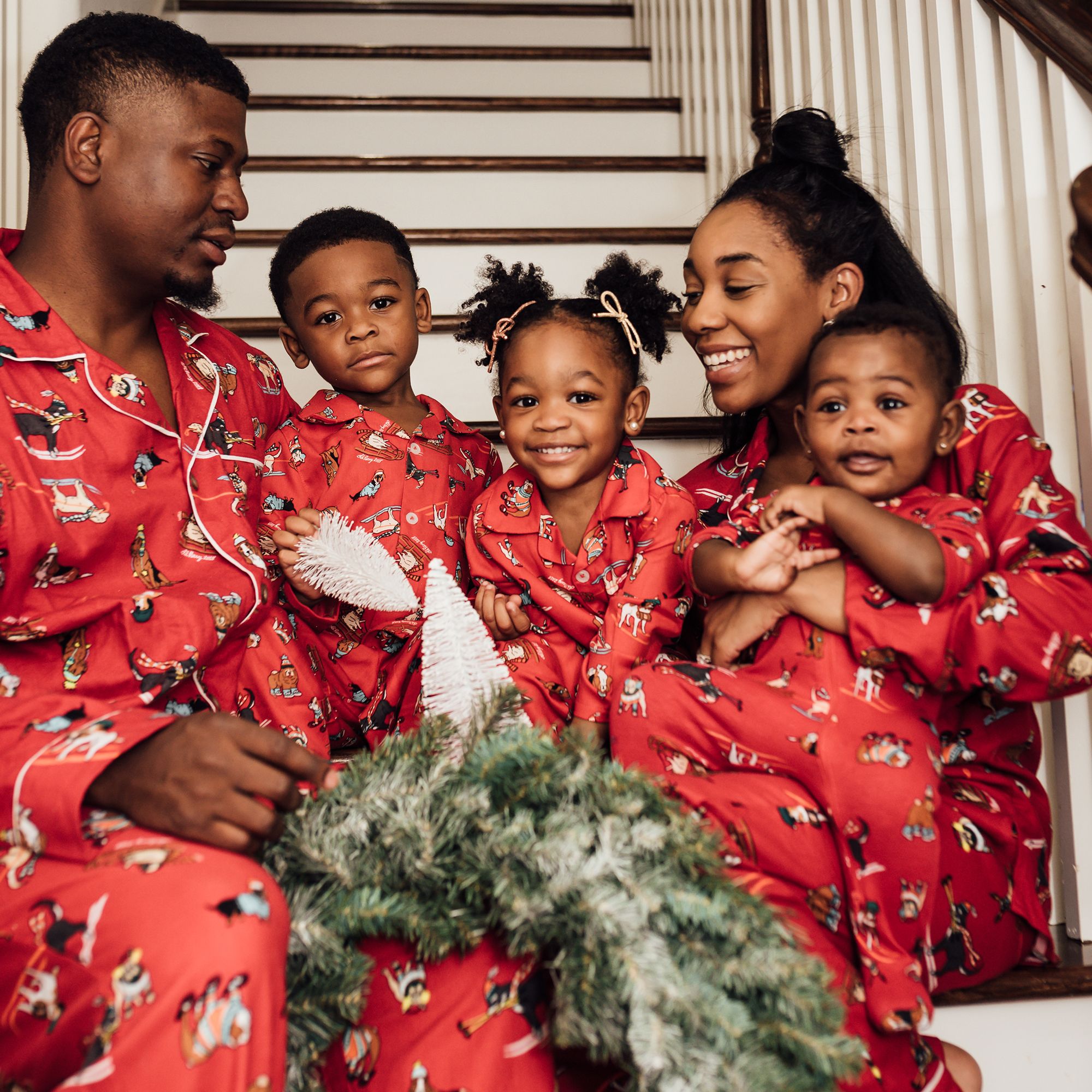 PajamaGram Pet Christmas Pajamas for Family, Red & Green, XS at