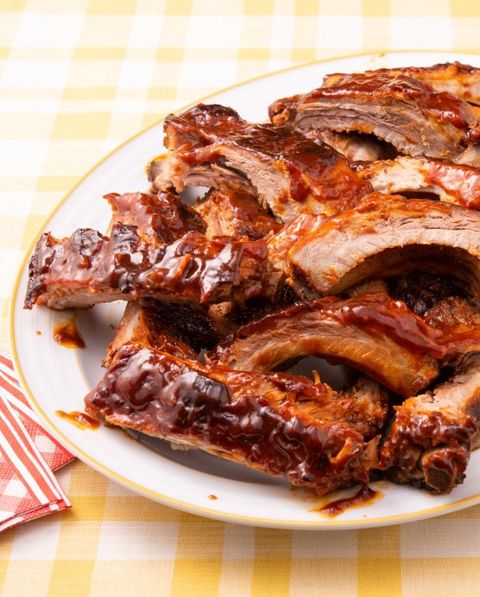 instant pot ribs with yellow background