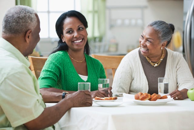 Family chatting - leaving a legacy to charity