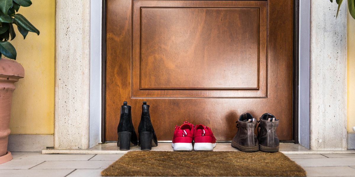 Shoes Off Shoes On Small Doormat with Holder