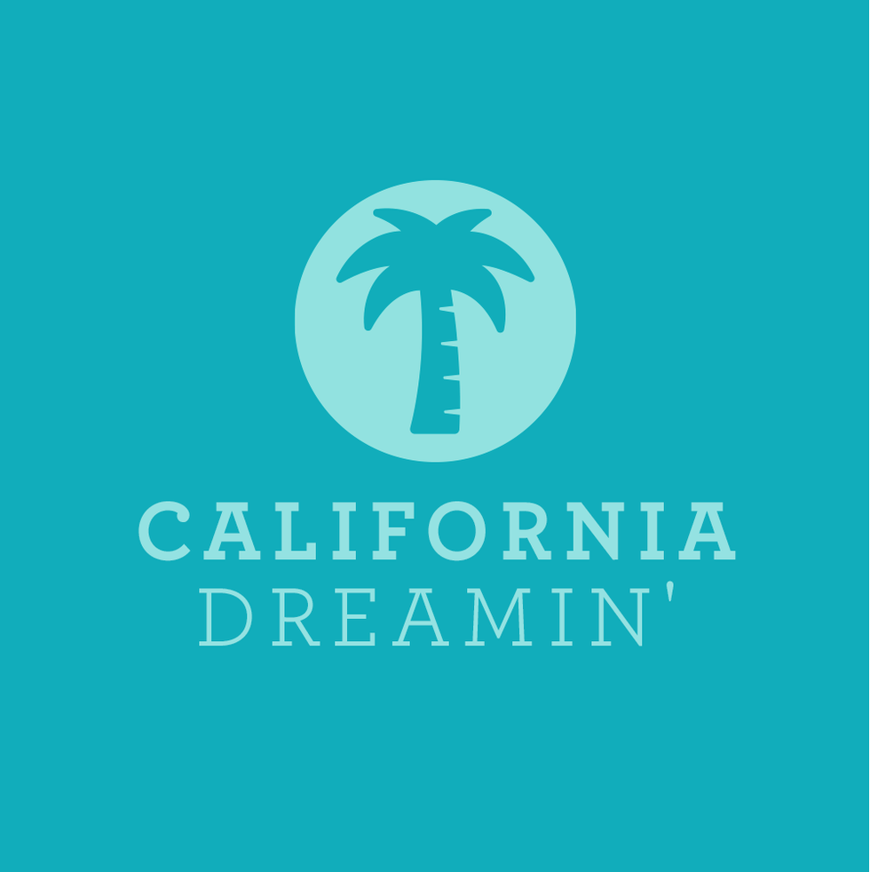 a slide that says california dreamin' with a picture of a palm tree