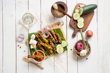 famous indonesian and malaysian street food "satay"