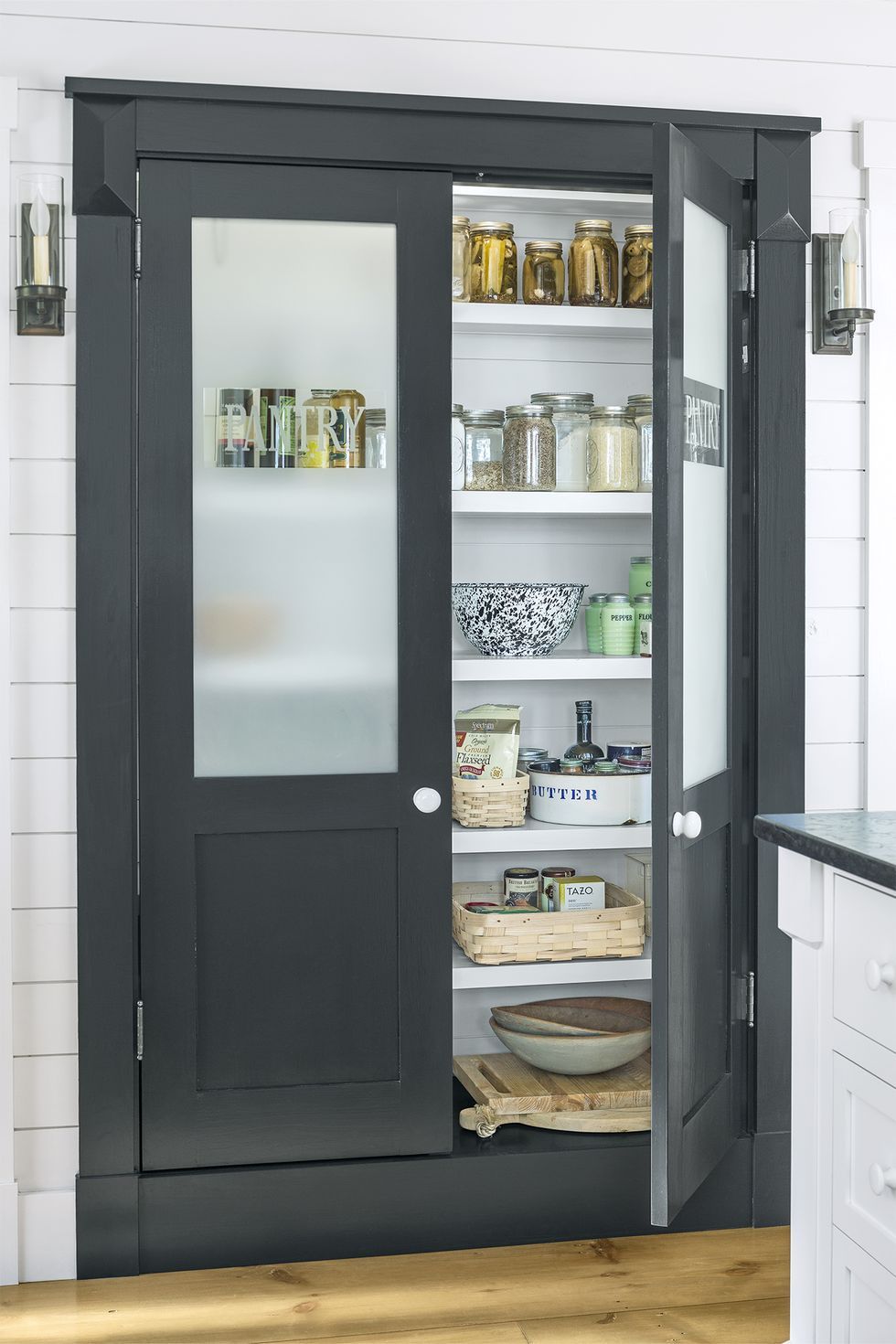 farmhouse decor frosted pantry