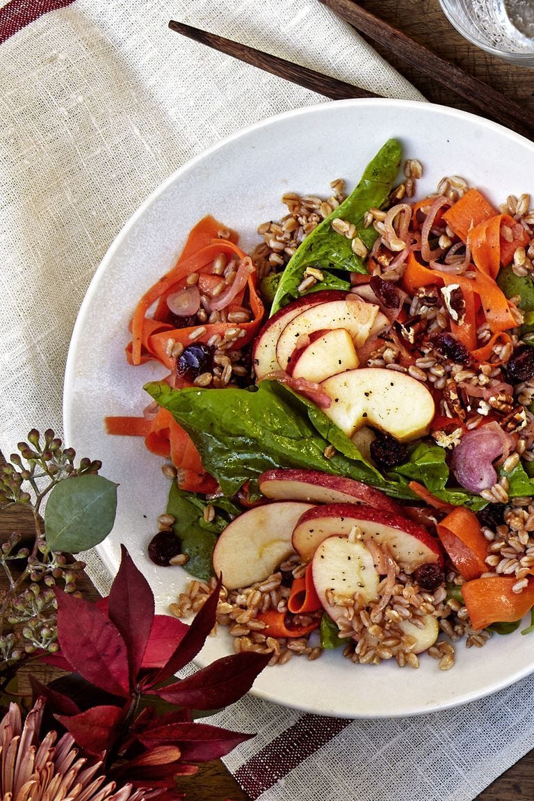 farro, apple, and carrot salad