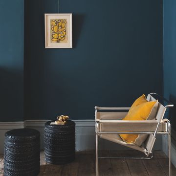 farrow and ball hague blue on living room wall