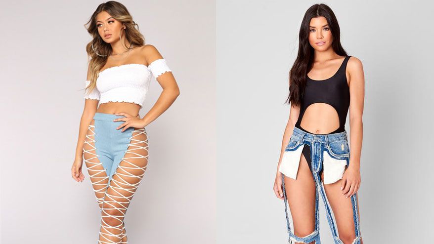 Fashion Nova Lace Up Jeans - I don't know which of these 'naked