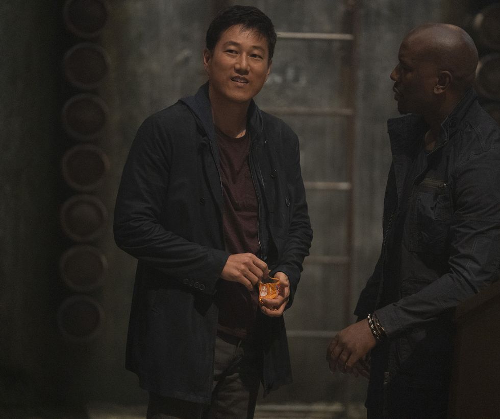 from left han sung kang and roman tyrese gibson in f9, co written and directed by justin lin