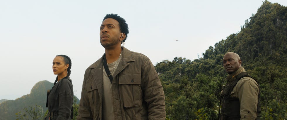 from left ramsey nathalie emmanuel, tej chris “ludacris” bridges and roman tyrese gibson in f9, co-written and directed by justin lin