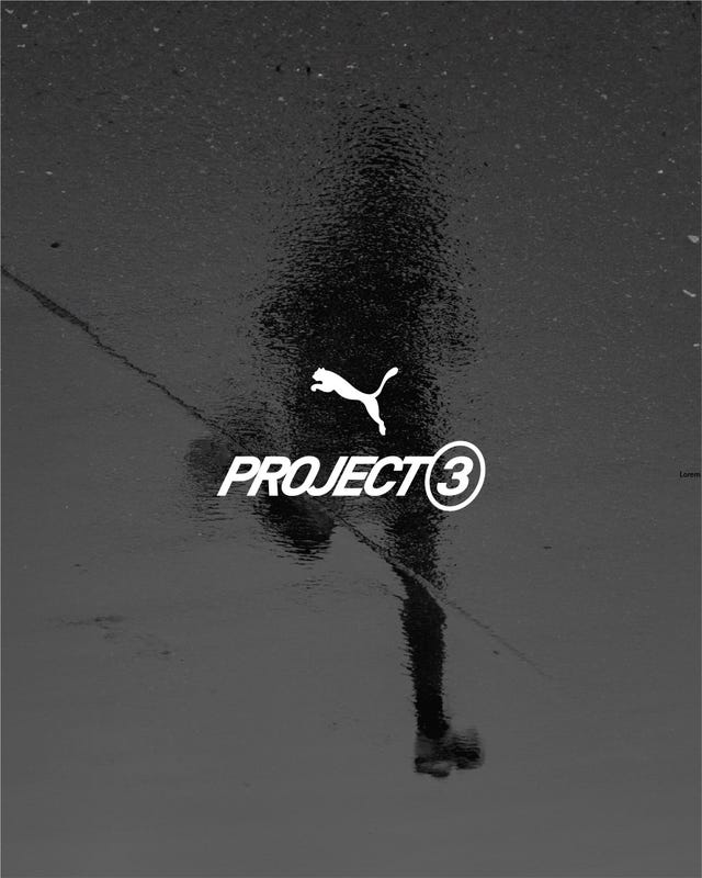 brand advertisement featuring a logo and text overlay on a reflective surface