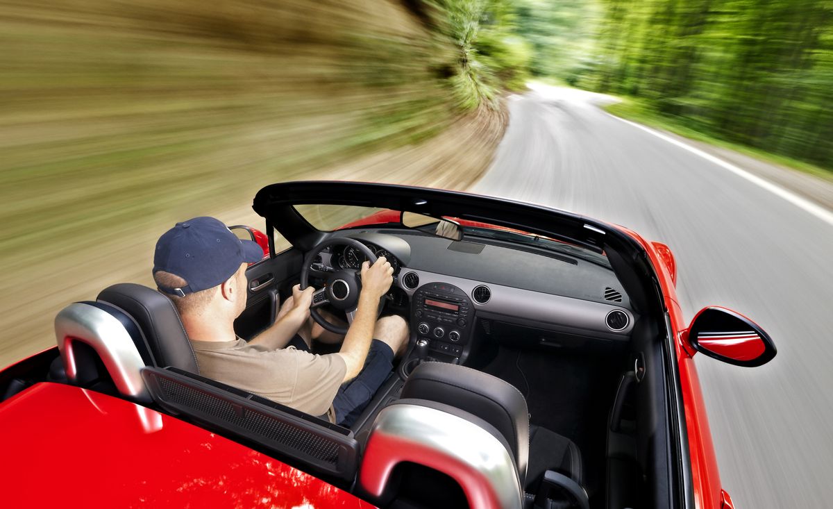 Fast roadster driving