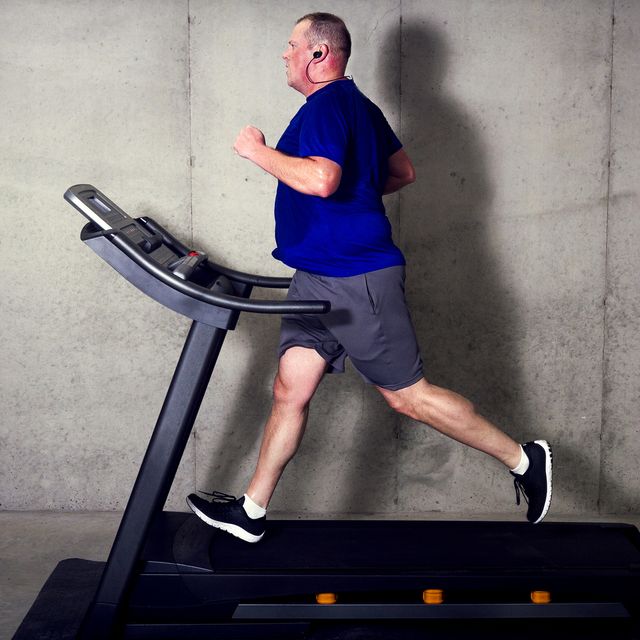 fat man running on treadmill