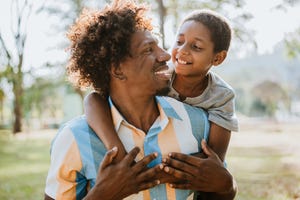 father and son hug