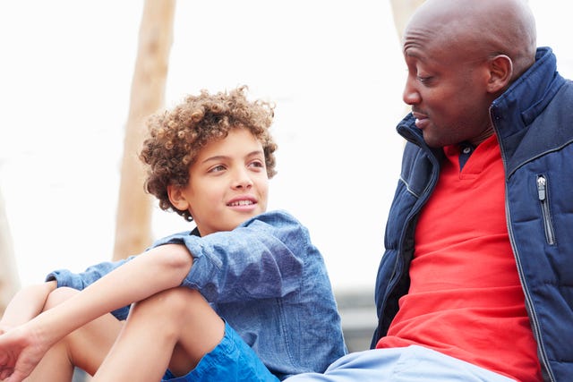 father and son talking