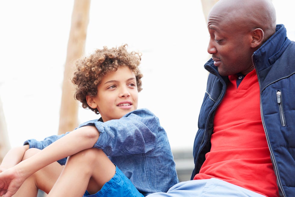 father and son talking